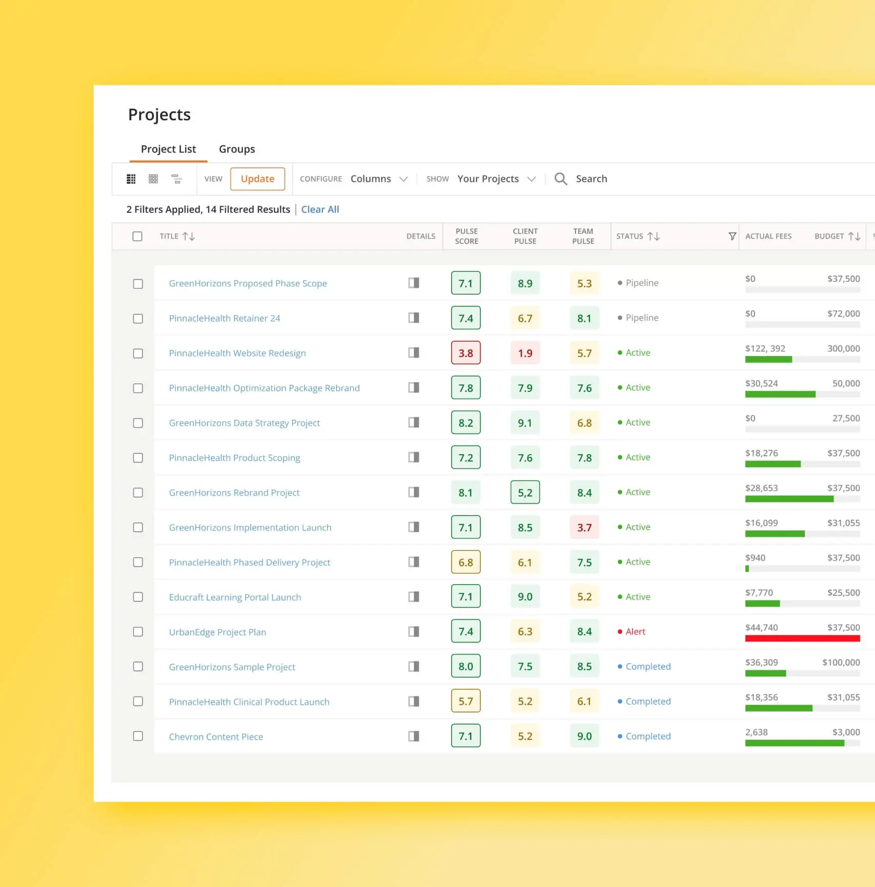 Product screenshot about driving predictable profitability