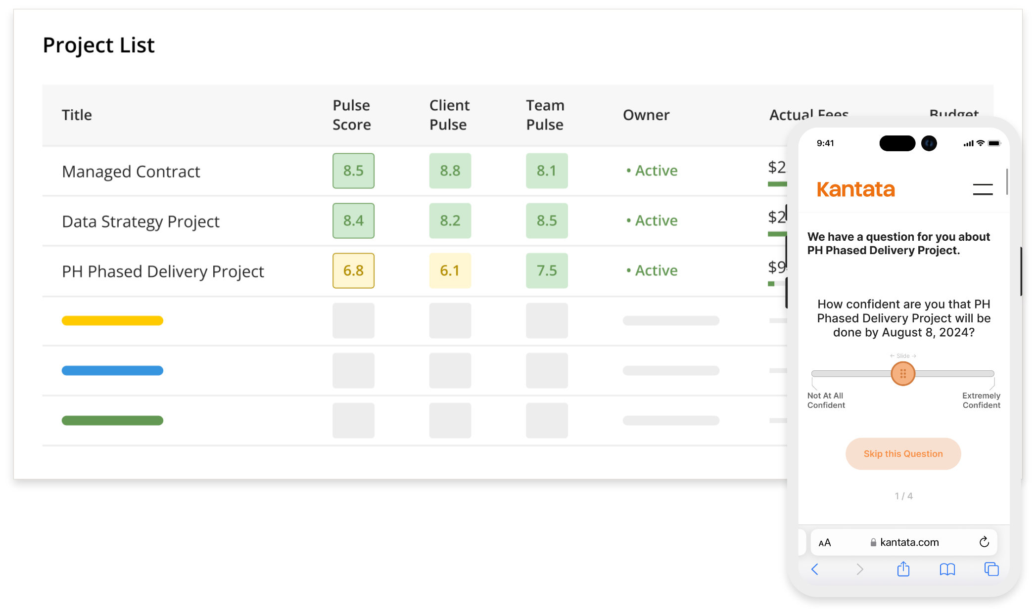 Product screenshot representing project feedback
